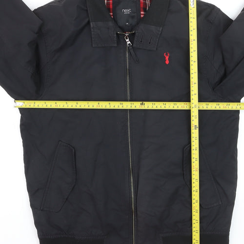 Next Men's Black Bomber Jacket M Cotton Nylon Lined Casual Style
