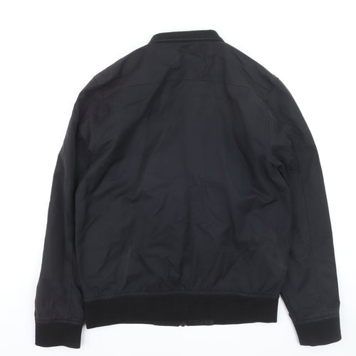 Next Men's Black Bomber Jacket M Cotton Nylon Lined Casual Style