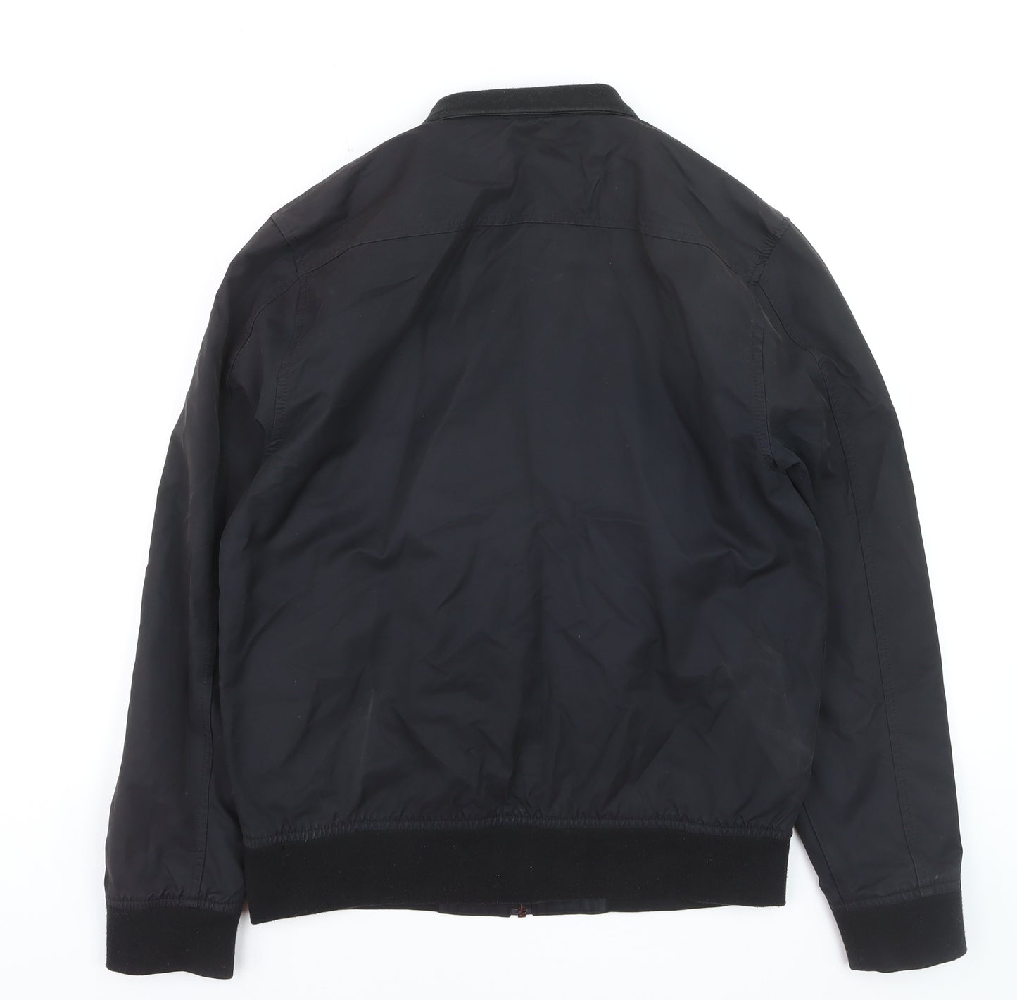 Next Men's Black Bomber Jacket M Cotton Nylon Lined Casual Style