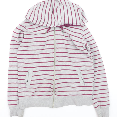 Crew Clothing Co. Women's Grey Stripe Full Zip Hoodie Size 10