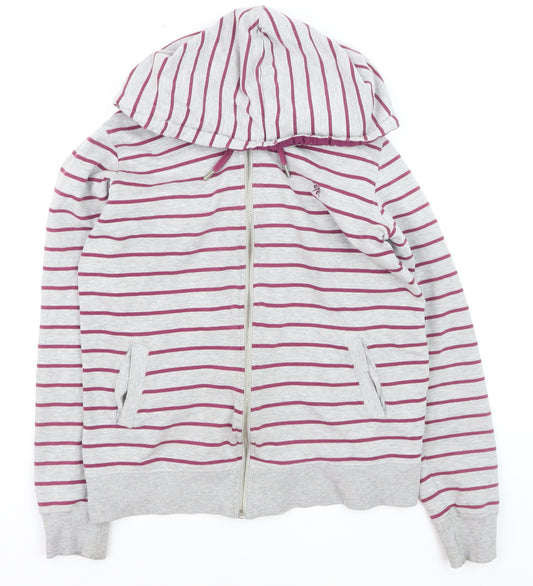 Crew Clothing Co. Women's Grey Stripe Full Zip Hoodie Size 10