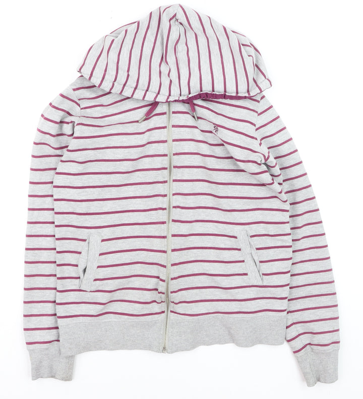 Crew Clothing Co. Women's Grey Stripe Full Zip Hoodie Size 10