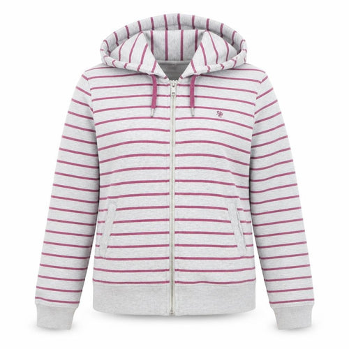 Crew Clothing Co. Women's Grey Stripe Full Zip Hoodie Size 10