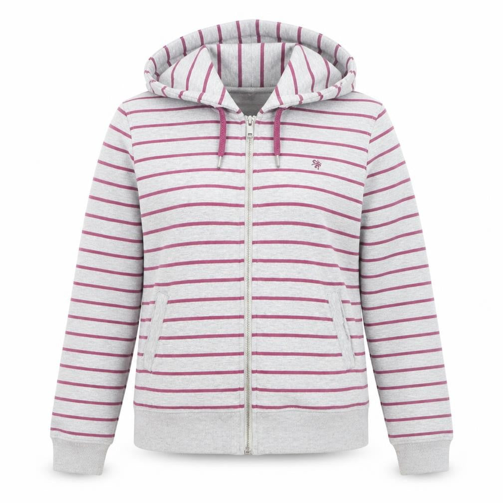 Crew Clothing Co. Women's Grey Stripe Full Zip Hoodie Size 10