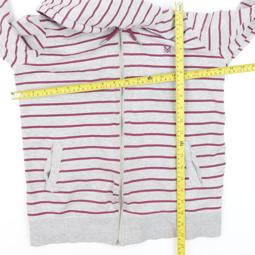Crew Clothing Co. Women's Grey Stripe Full Zip Hoodie Size 10