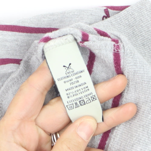 Crew Clothing Co. Women's Grey Stripe Full Zip Hoodie Size 10
