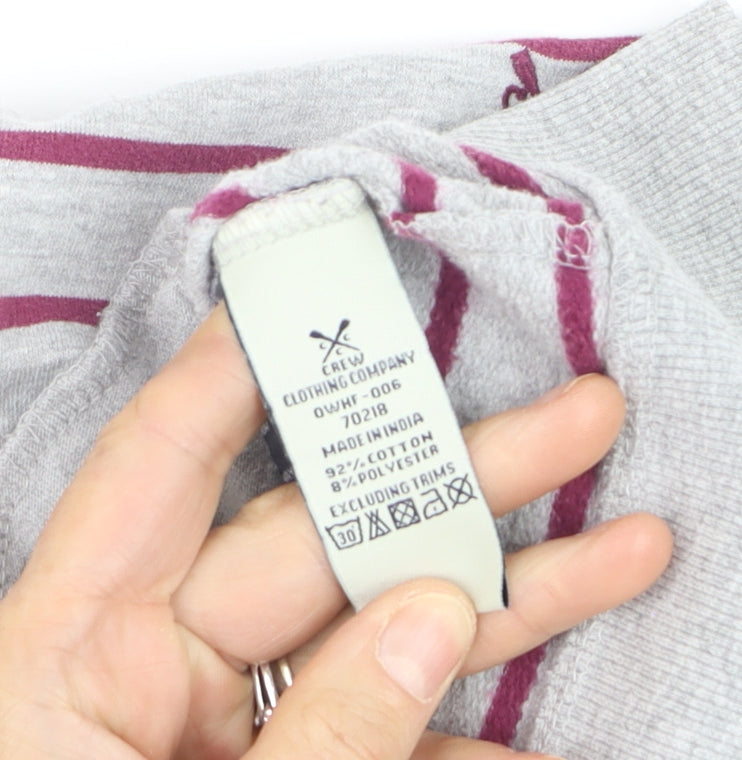 Crew Clothing Co. Women's Grey Stripe Full Zip Hoodie Size 10