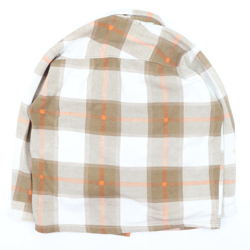 Boohoo Women's Beige Plaid Flannel Button-Up Shirt Size S