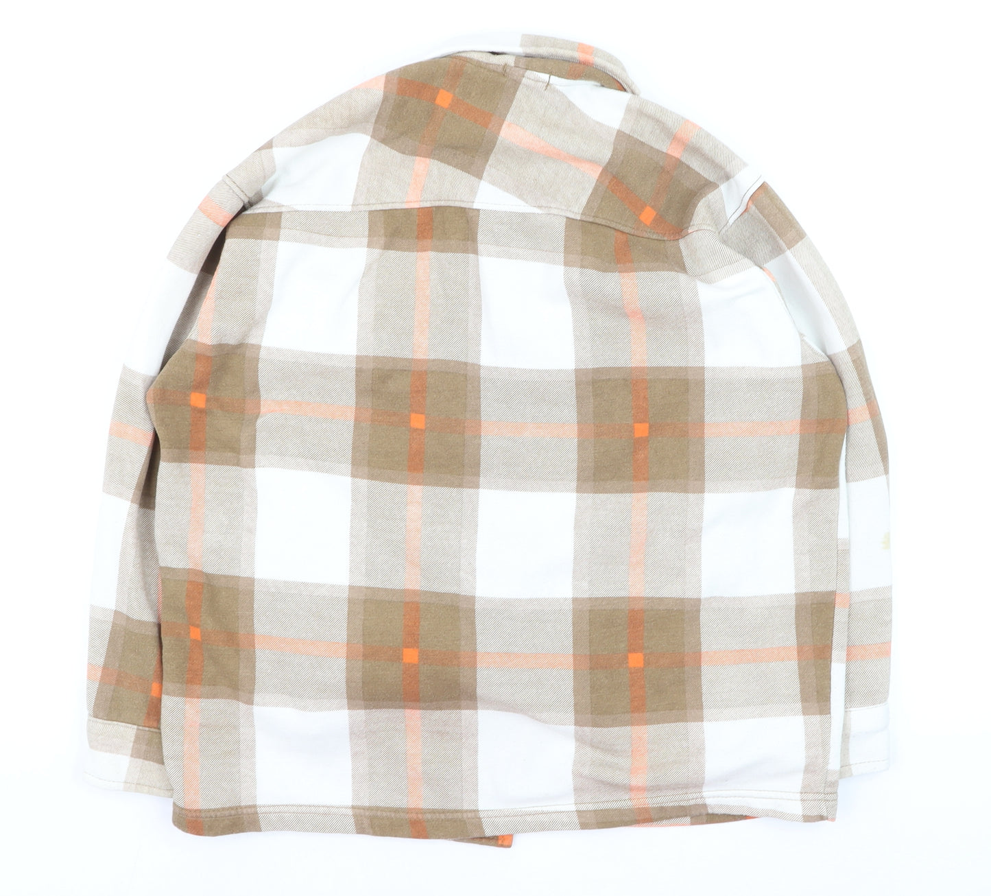 Boohoo Women's Beige Plaid Flannel Button-Up Shirt Size S