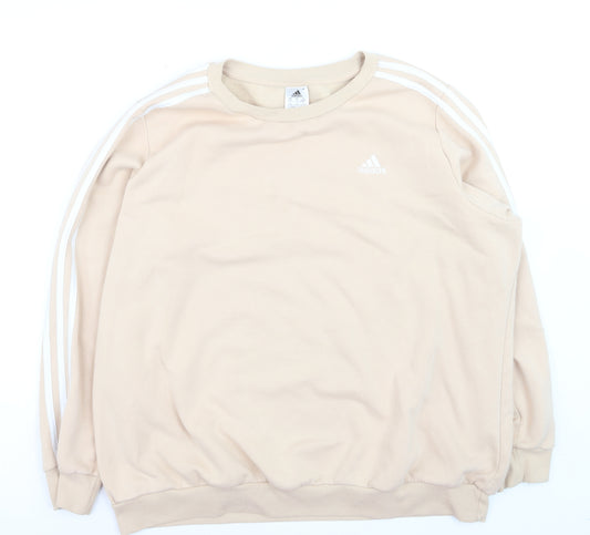 Adidas Mens Beige 3XL Pullover Sweatshirt Crew Neck Casual Sportswear