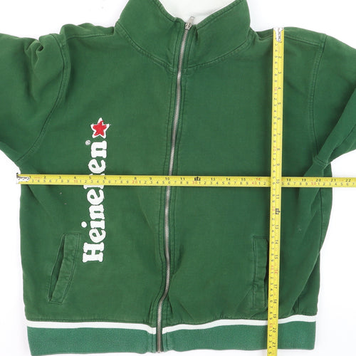 Heineken Mens Green XL Bomber Jacket Full Zip Cotton Logo