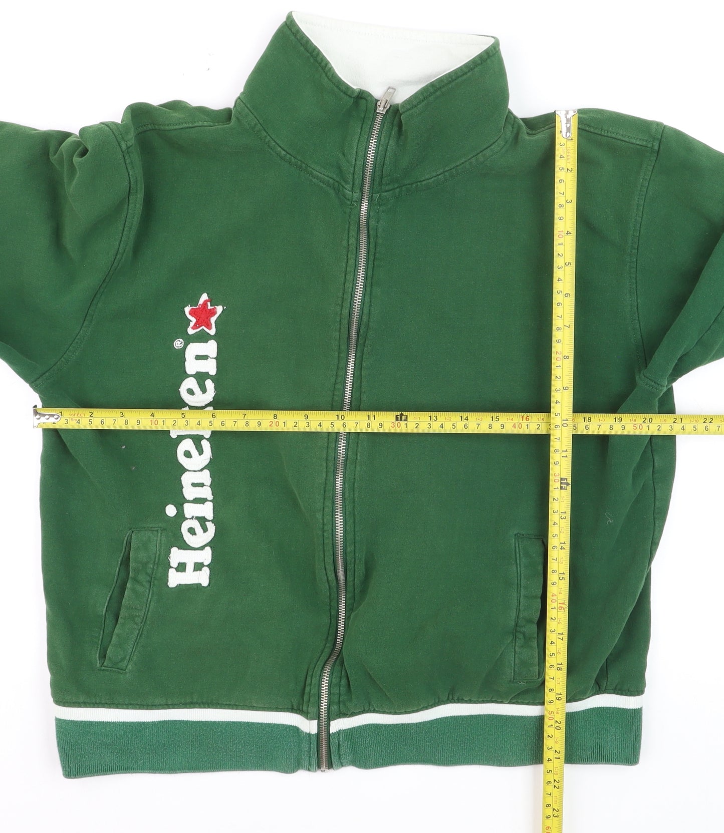 Heineken Mens Green XL Bomber Jacket Full Zip Cotton Logo