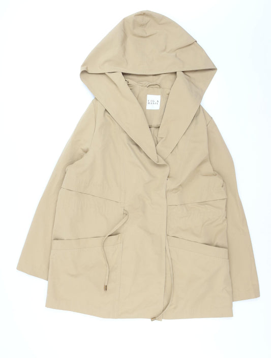 Fig & Basil Women Beige Hooded Parka Jacket Size 16