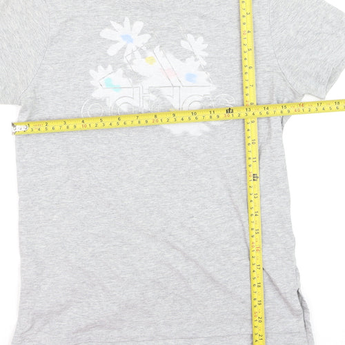 Adidas Girls Grey Graphic Logo T-Shirt Age 18 Years Regular Fit Cotton Blend