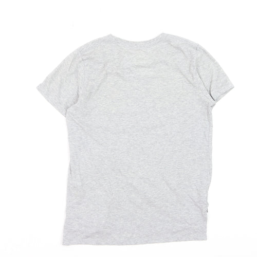 Adidas Girls Grey Graphic Logo T-Shirt Age 18 Years Regular Fit Cotton Blend