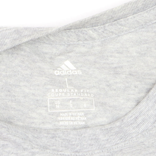 Adidas Girls Grey Graphic Logo T-Shirt Age 18 Years Regular Fit Cotton Blend