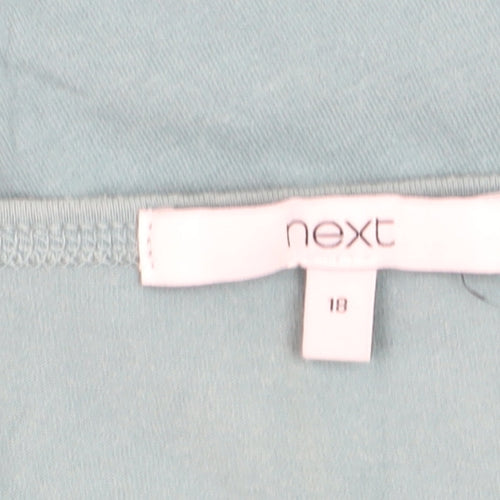 Next Women's Blue Scoop Neck Puff Sleeve Jersey Top Size 18