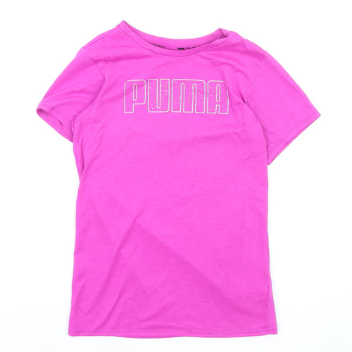 Puma Girls Pink 11-12 Years Crew Neck Short Sleeve Training T-Shirt