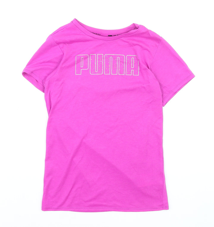 Puma Girls Pink 11-12 Years Crew Neck Short Sleeve Training T-Shirt