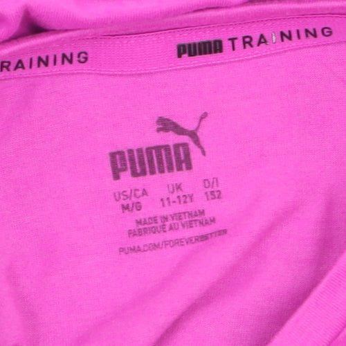 Puma Girls Pink 11-12 Years Crew Neck Short Sleeve Training T-Shirt