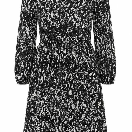 JDY Women's Black Animal Print A-Line Long Sleeve Dress XS