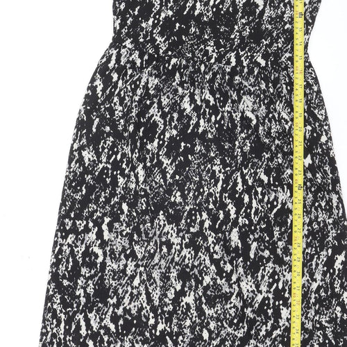 JDY Women's Black Animal Print A-Line Long Sleeve Dress XS