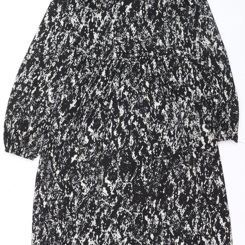 JDY Women's Black Animal Print A-Line Long Sleeve Dress XS