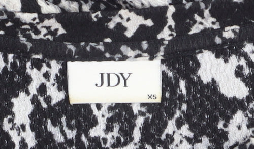 JDY Women's Black Animal Print A-Line Long Sleeve Dress XS