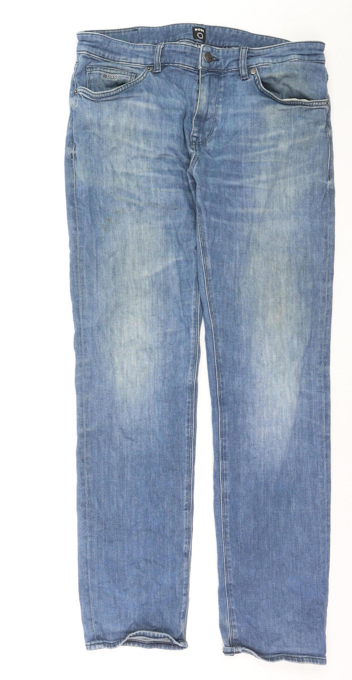 Hugo Boss Maine Men's Blue Regular Fit Straight Jeans 34W 32L