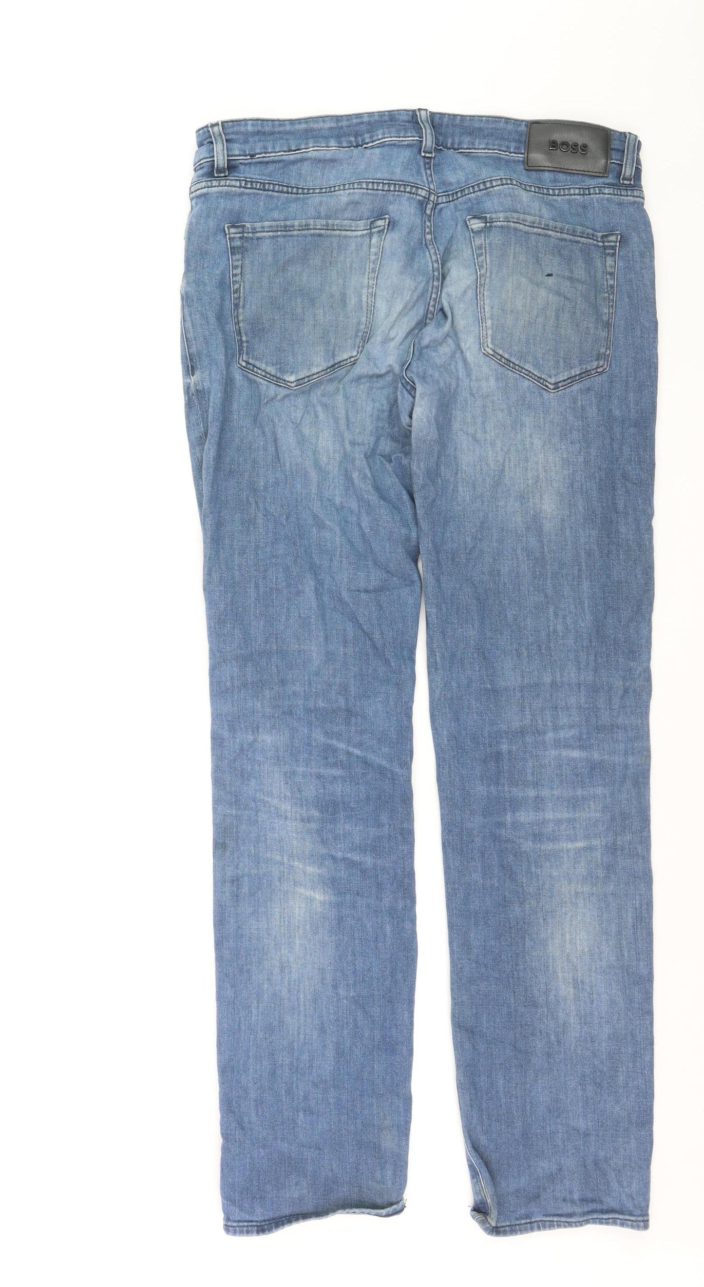 Hugo Boss Maine Men's Blue Regular Fit Straight Jeans 34W 32L
