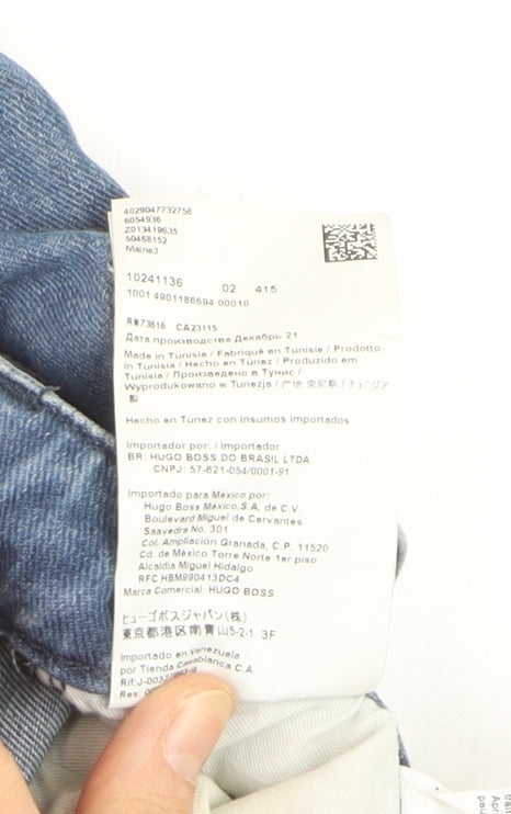 Hugo Boss Maine Men's Blue Regular Fit Straight Jeans 34W 32L