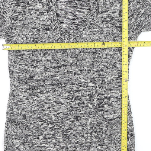 Roxy Women Grey Knit Hooded Pullover Jumper Size M