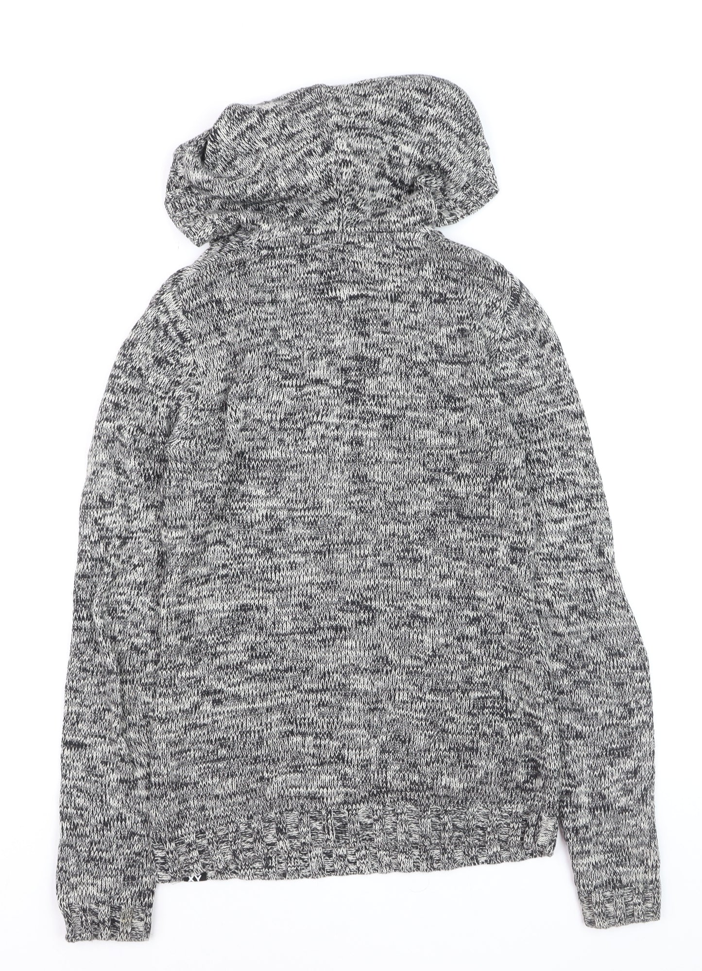 Roxy Women Grey Knit Hooded Pullover Jumper Size M