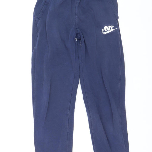 Nike Boys Blue Jogger Trousers 12-13 Years Elastic Waist Fleece Activewear