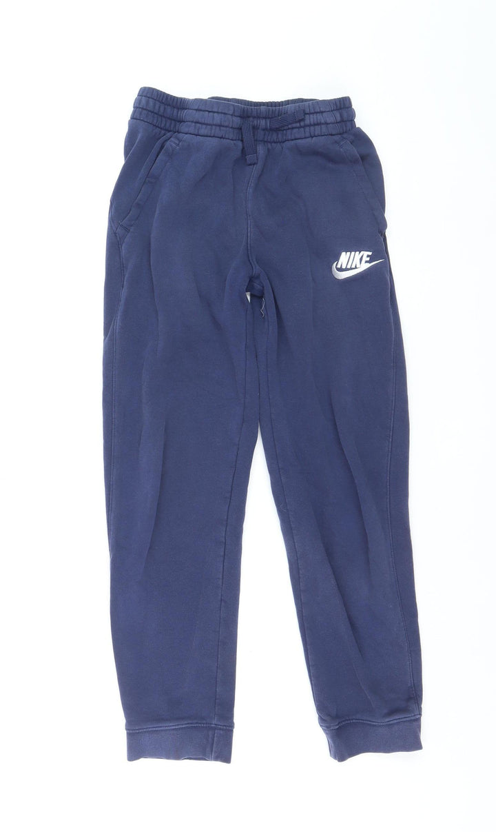 Nike Boys Blue Jogger Trousers 12-13 Years Elastic Waist Fleece Activewear
