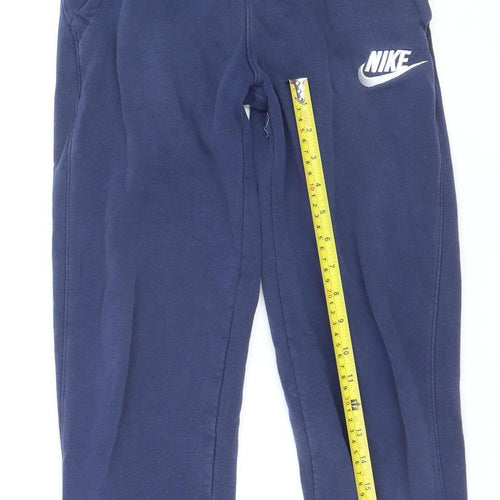 Nike Boys Blue Jogger Trousers 12-13 Years Elastic Waist Fleece Activewear