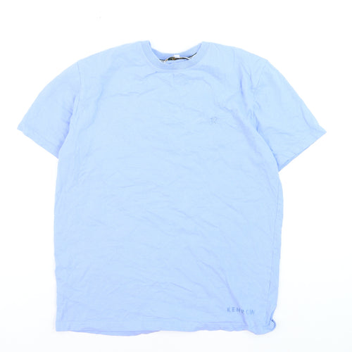 Kenrow Mens Blue Cotton Crew Neck Short Sleeve Regular T-Shirt M