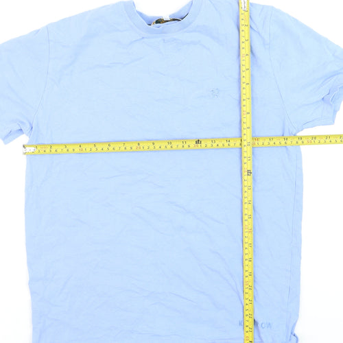 Kenrow Mens Blue Cotton Crew Neck Short Sleeve Regular T-Shirt M