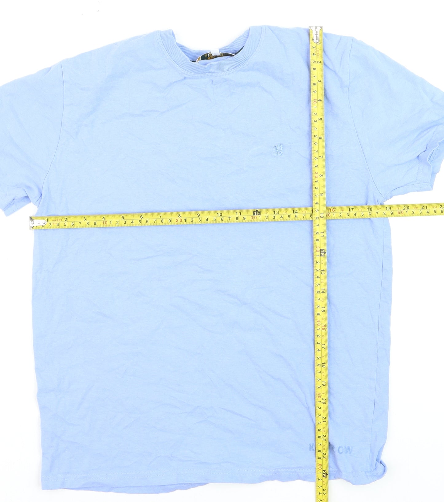 Kenrow Mens Blue Cotton Crew Neck Short Sleeve Regular T-Shirt M