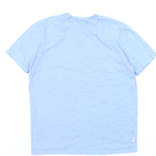 Kenrow Mens Blue Cotton Crew Neck Short Sleeve Regular T-Shirt M