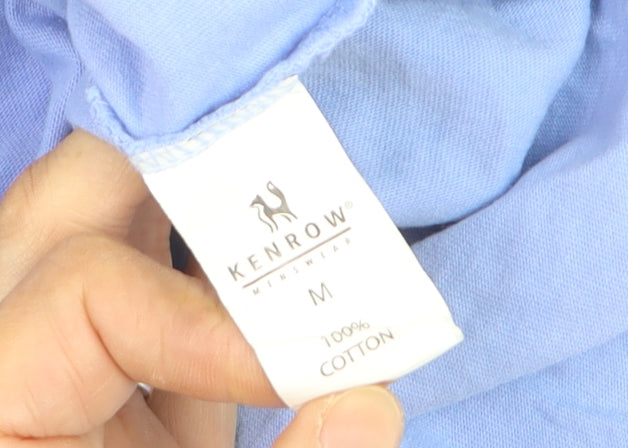Kenrow Mens Blue Cotton Crew Neck Short Sleeve Regular T-Shirt M