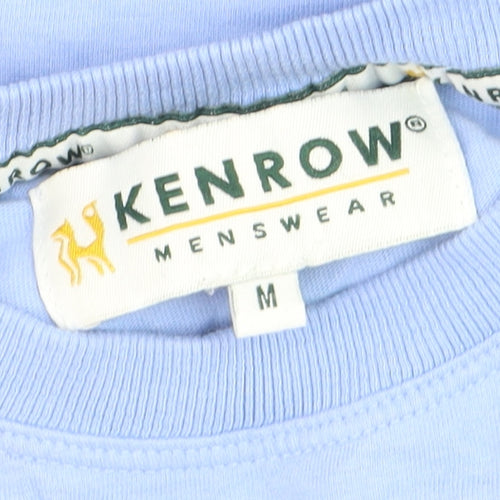 Kenrow Mens Blue Cotton Crew Neck Short Sleeve Regular T-Shirt M