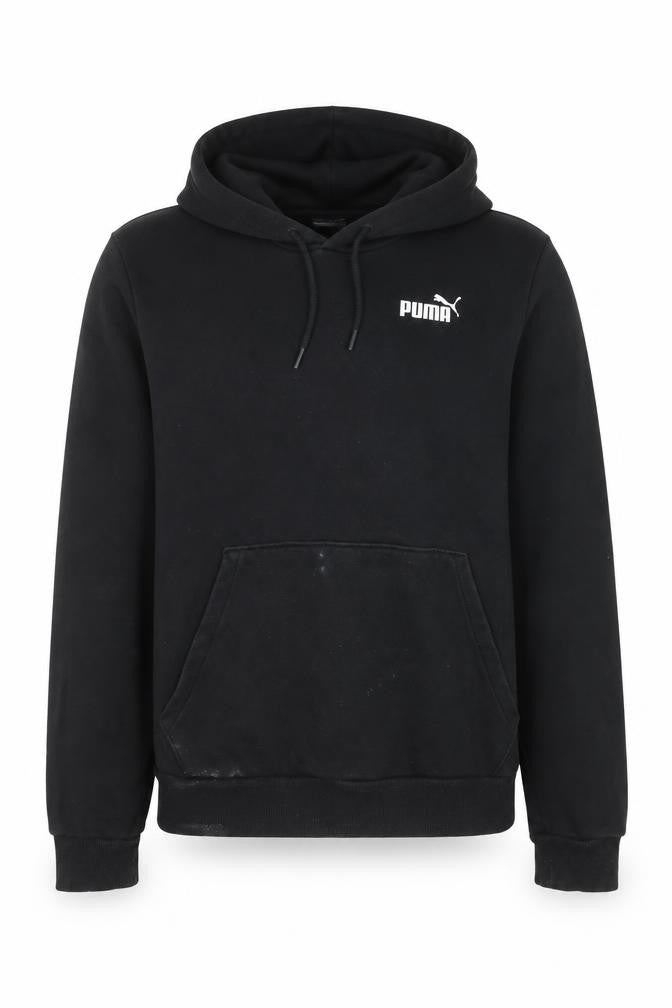 Front view of Puma Men’s Black Pullover Hoodie S Regular Fit Fleece Sweatshirt