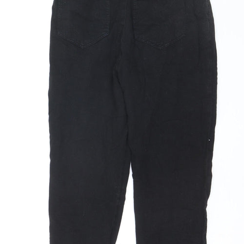 Zara Womens Black Linen Jogger Trousers XS Elastic Waist