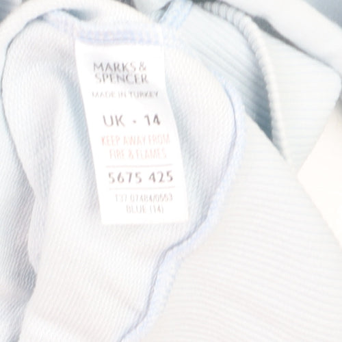 Marks and Spencer Women Blue Full Zip Cotton Jumper Size 14