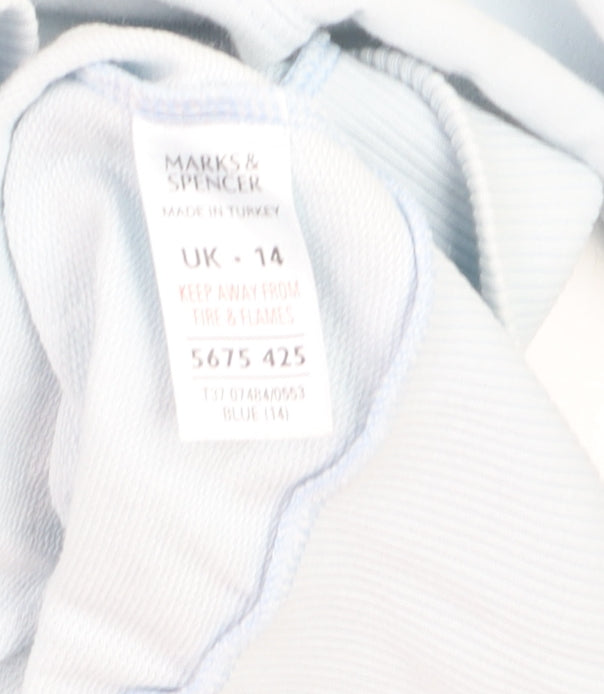 Marks and Spencer Women Blue Full Zip Cotton Jumper Size 14