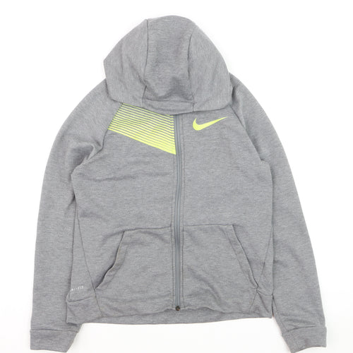 Nike Boys Grey Full Zip Dri-FIT Hoodie XL - Athletic Sportswear