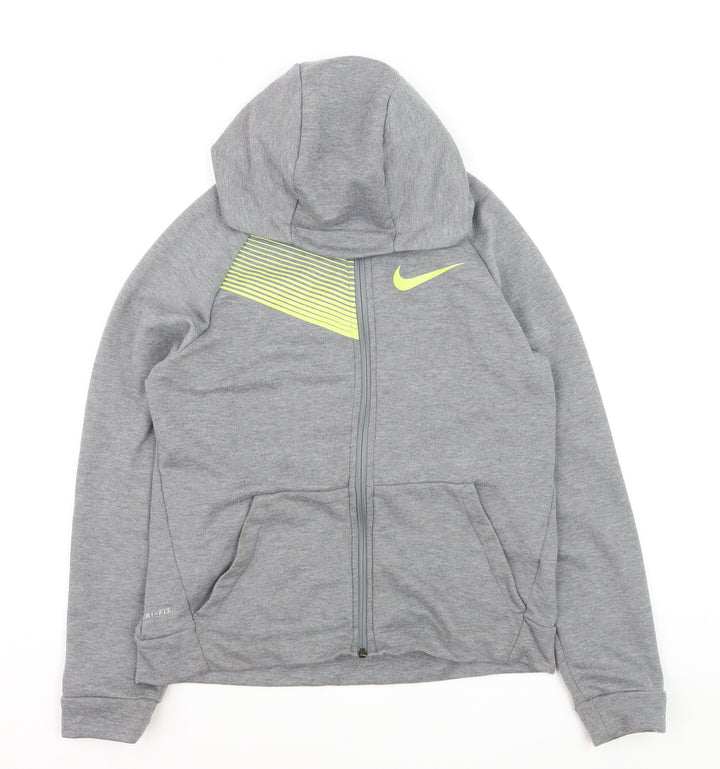 Nike Boys Grey Full Zip Dri-FIT Hoodie XL - Athletic Sportswear