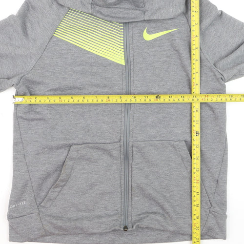 Nike Boys Grey Full Zip Dri-FIT Hoodie XL - Athletic Sportswear