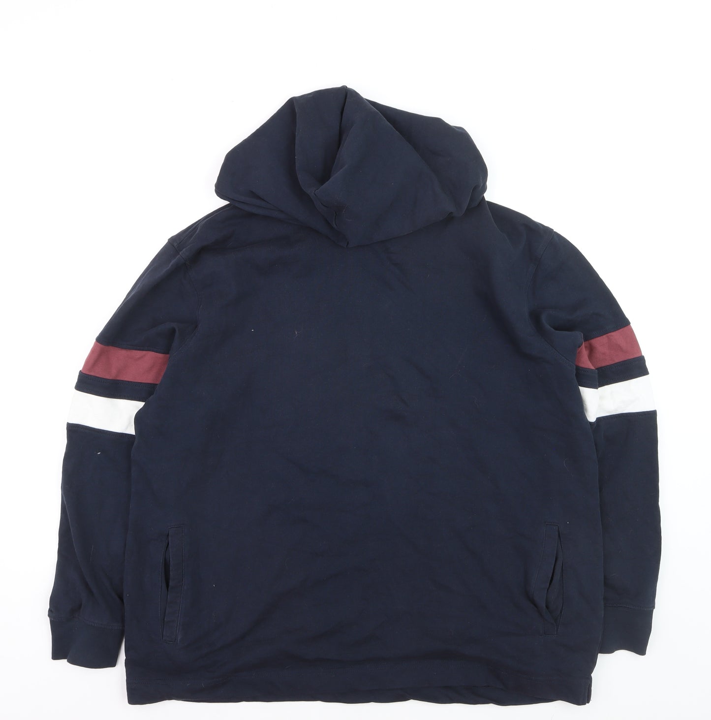 Avenue Men's Blue XL Pullover Hoodie with Striped Sleeves